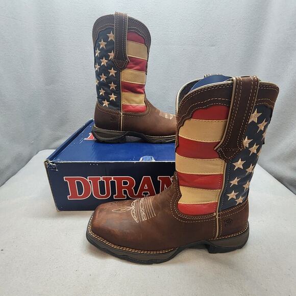 NIB Durango Women's Size 8.5M Lady Rebel Patriotic Flag Work Boot - Steel Toe - Picture 2 of 11